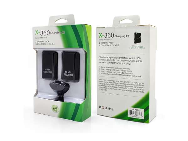  2x baterie 4800mAhpro Microsoft XBOX 360 + nabjec kabel, ERN BN-X3610 (X360) - 358 K