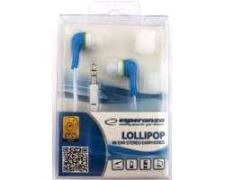 Esperanza EH146B LOLLIPOP Stereo sluchátka do uší, modrá (nová) - 80 Kč