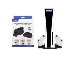 Nab�jec� dokovac� stanice + stojan SND-465 pro 2 ovlada�e a hern� konzoli Playstation 5 - 378 K�