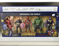 Sada 5ks figurek - Marvel - Avengers - Iron Man, Hulk, Kapitn Amerika, Spiderman, Thanos  15cm  - 449 K